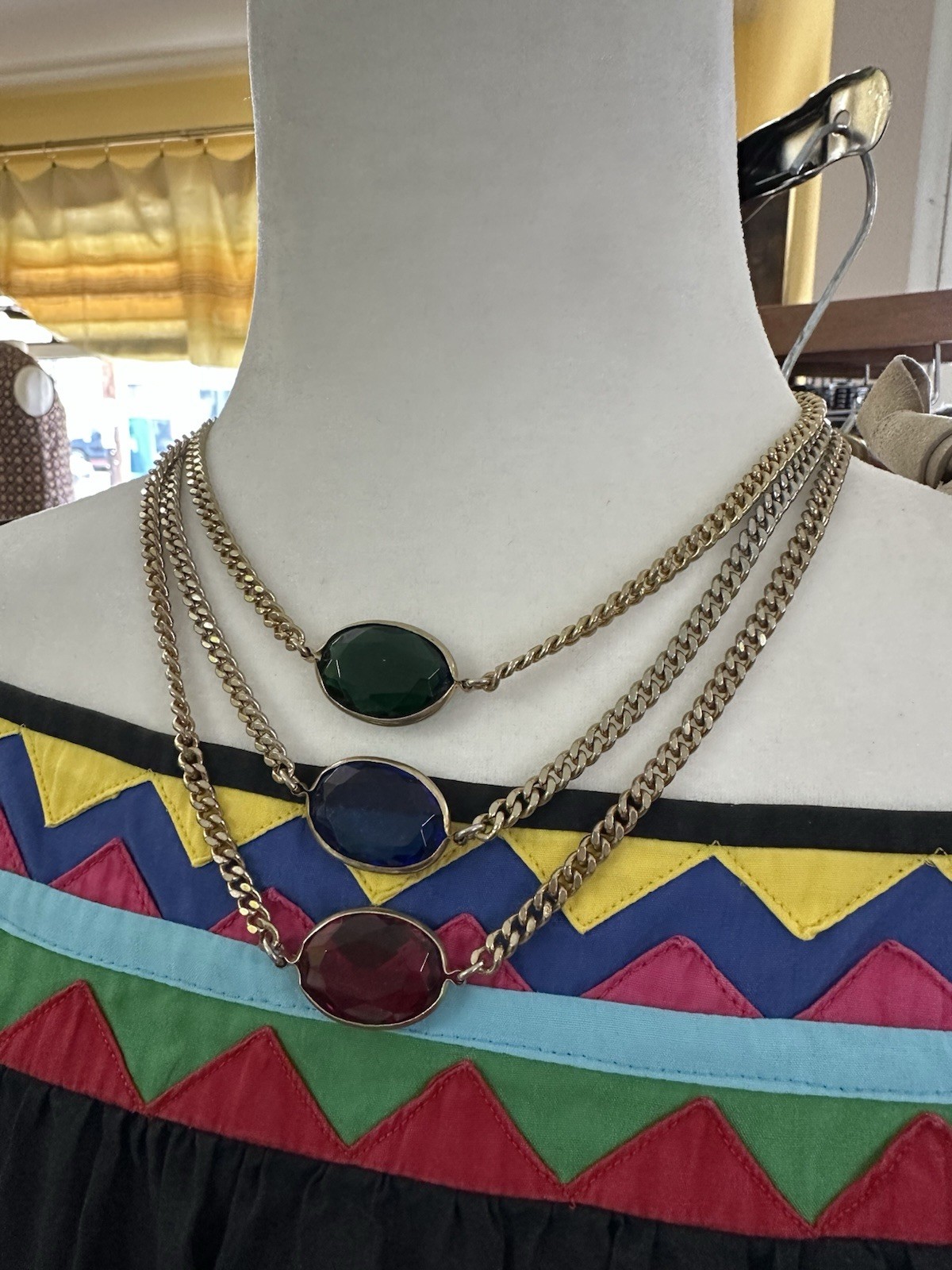 RARE Lydell NYC Chunky 3 Tier Gemstone Statement Necklace
