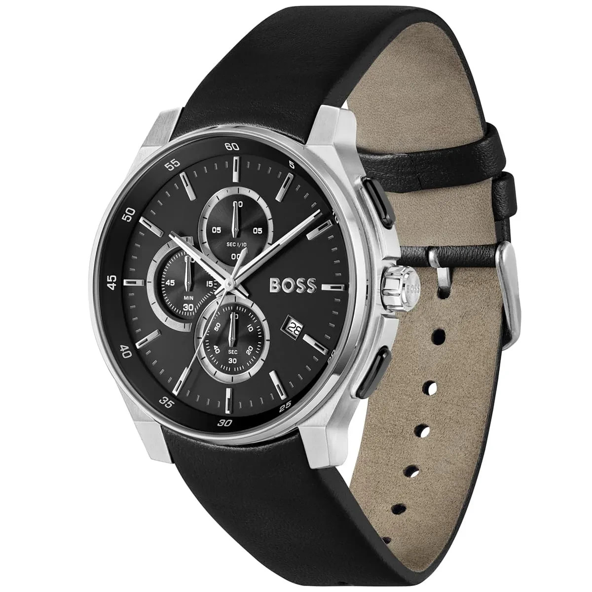 Original Hugo Boss Peak 1514188 Men’s 44mm Chronograph Watch Black Dial