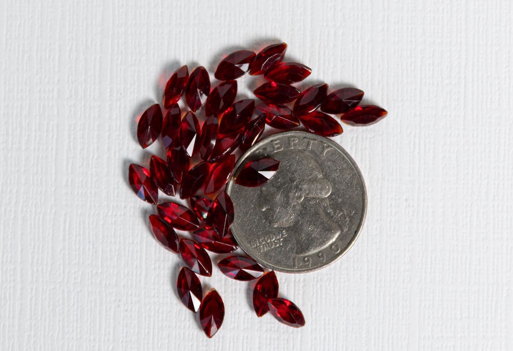 36 Ruby Red 8x4mm Czech Marquise Navette Glass Stones Faceted Machine Cut