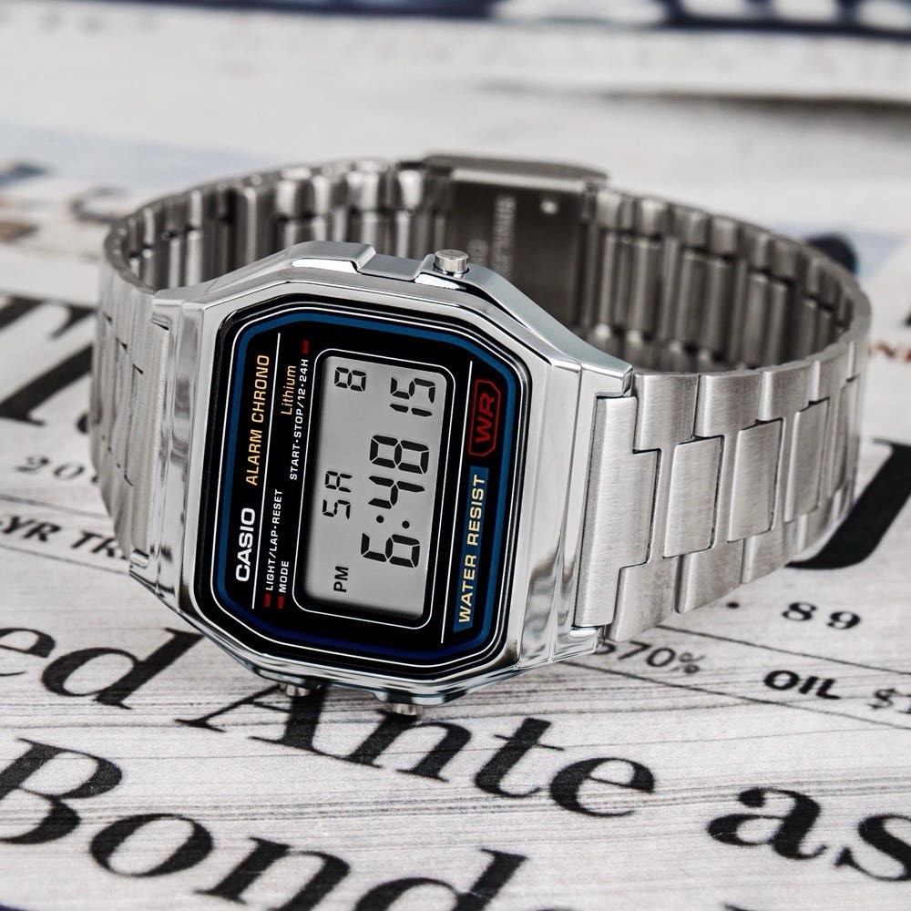 FedEx:Casio A158WA-1D Vintage Digital Watch Silver Stainless Steel for Men New