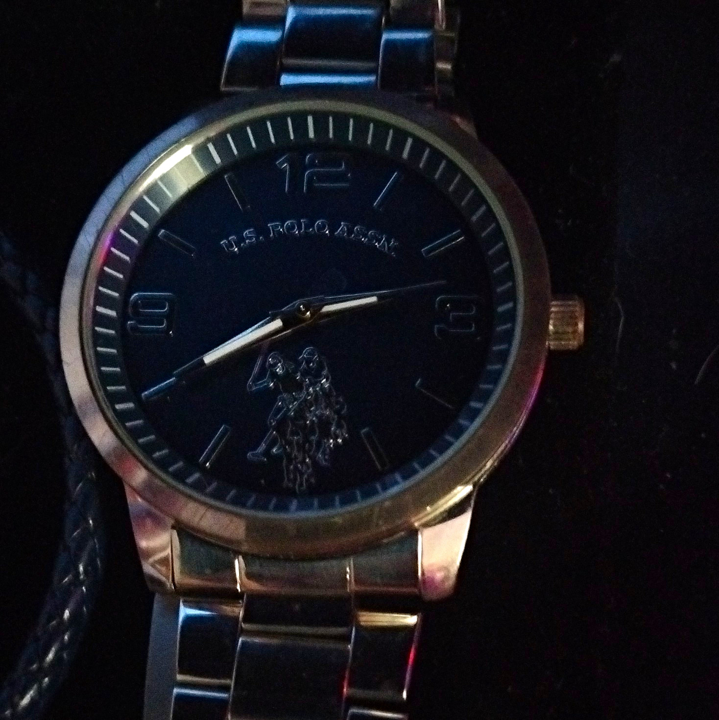U.S. Polo Assn. Men’s Quartz Analog Black Dial Silver Metal Bracelet Watch