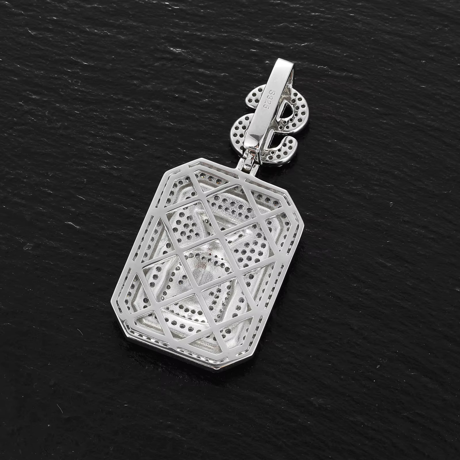 925 S Silver VVS Moissanite Money Bag Pendant Iced Out 14k White Gold Plated