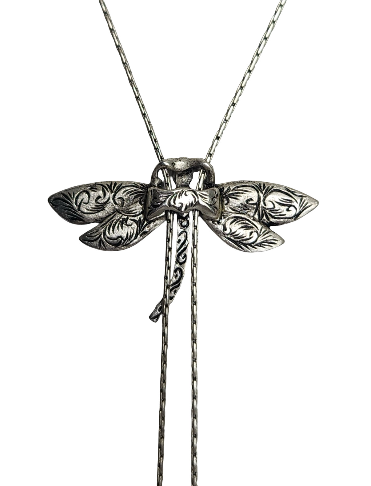 VINTAGE SIGNED 1928 JEWELRY DRAGONFLY SLIDER NECKLACE & BONUS EARRINGS!