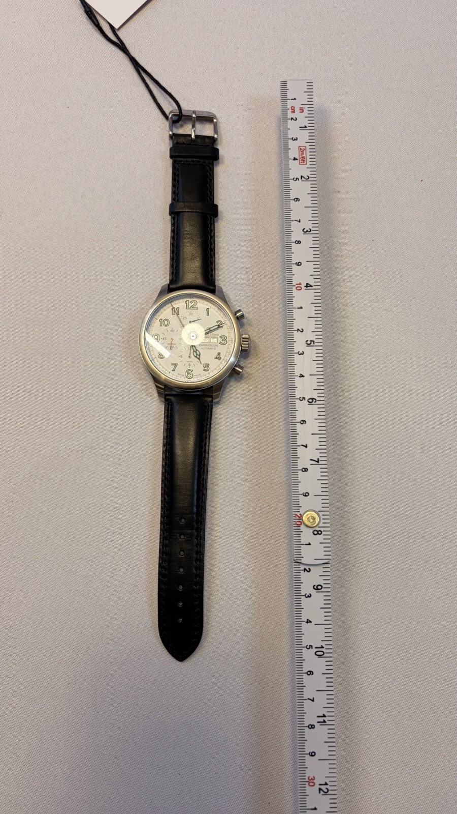 Ernst Benz Chronoscope Automatic Chronograph White Dial Black Leather Strap 43mm