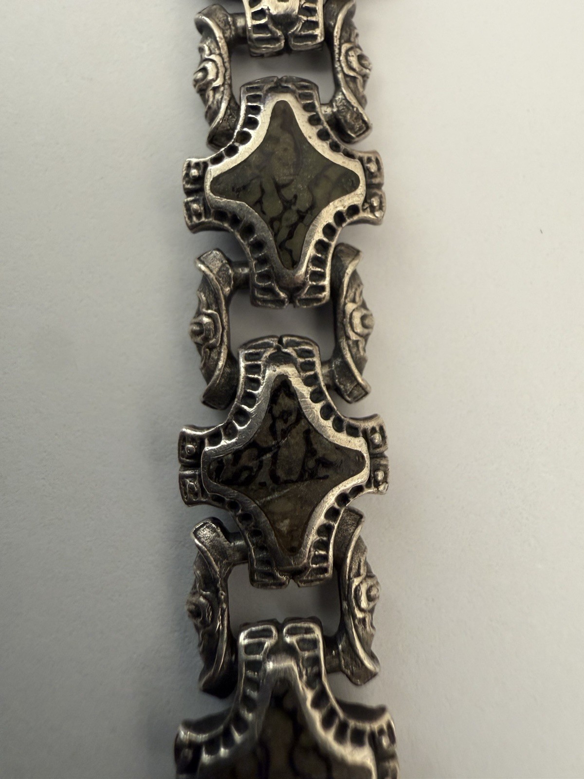 William Henry Sterling Silver Green Mammoth Bracelet Vintage 8.5”