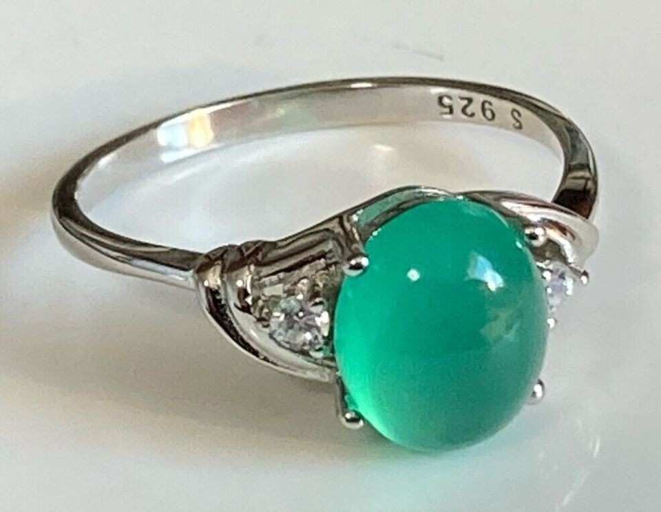 Rings Genuine Gemstones 9x7mm 14k Gold or Rhodium Finish S925 Sizes 6.5 to 10 US