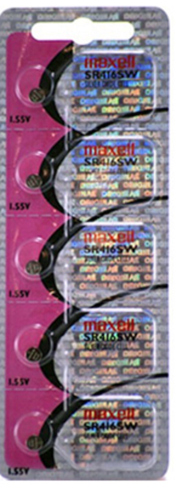 Five (5) Maxell 337 Watch Cell Batteries SR416SW Silver Oxide Batteries