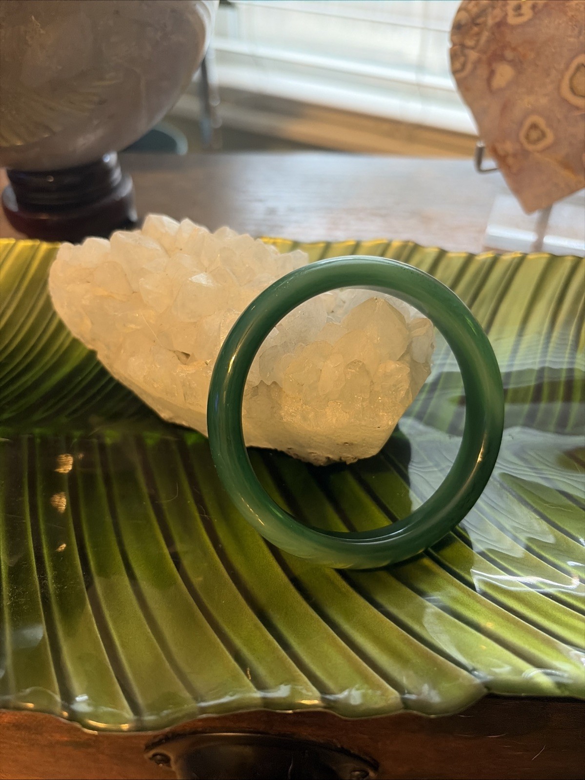 63.5 Mm Green Agate Hard Bangle
