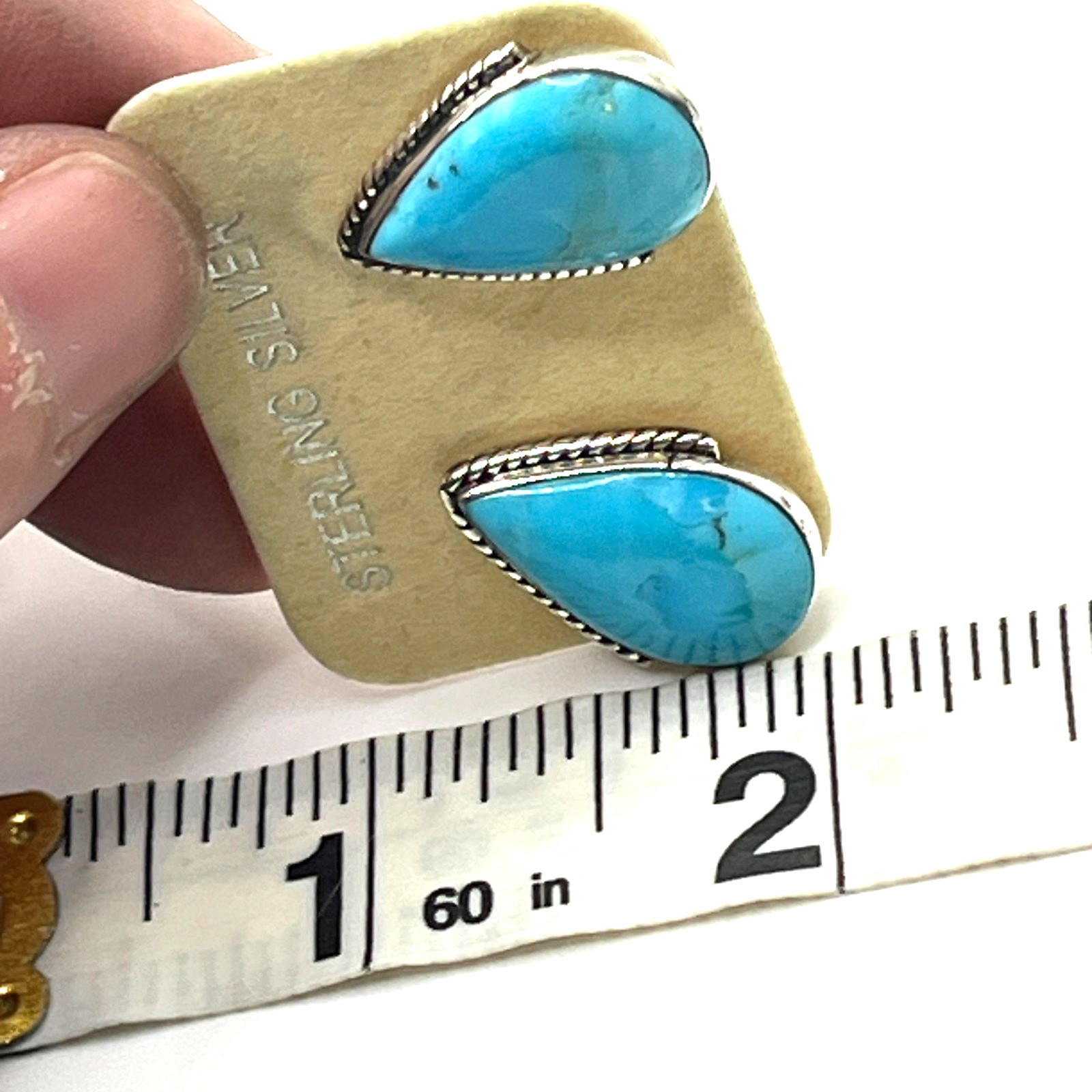 Turquoise Earrings 0.5″ Huggie Teardrop Philippines SW Style Sterling 925