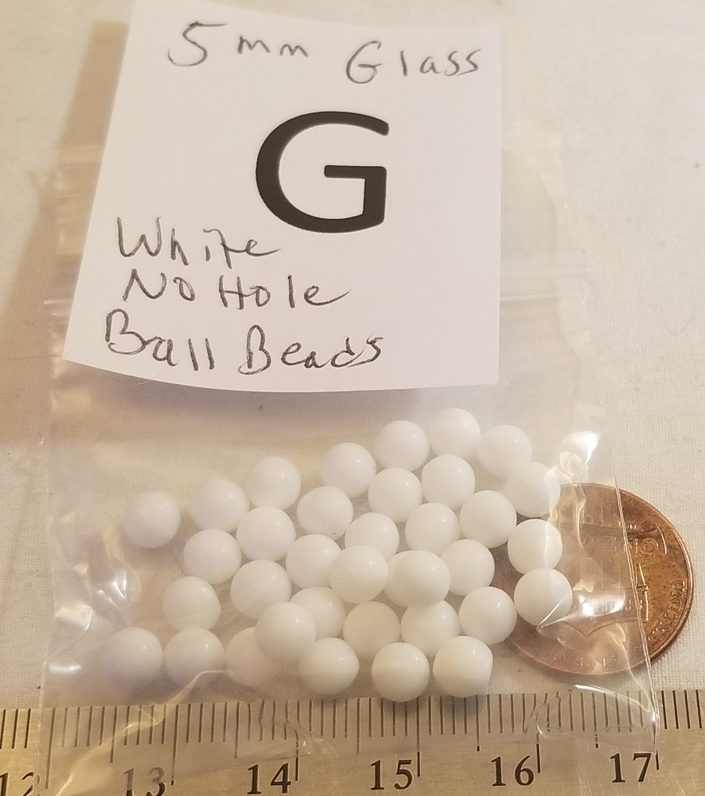 Vtg No Hole Mix White Glass & Plastic Ball Bead Jewelry Repair Craft Rhinestone