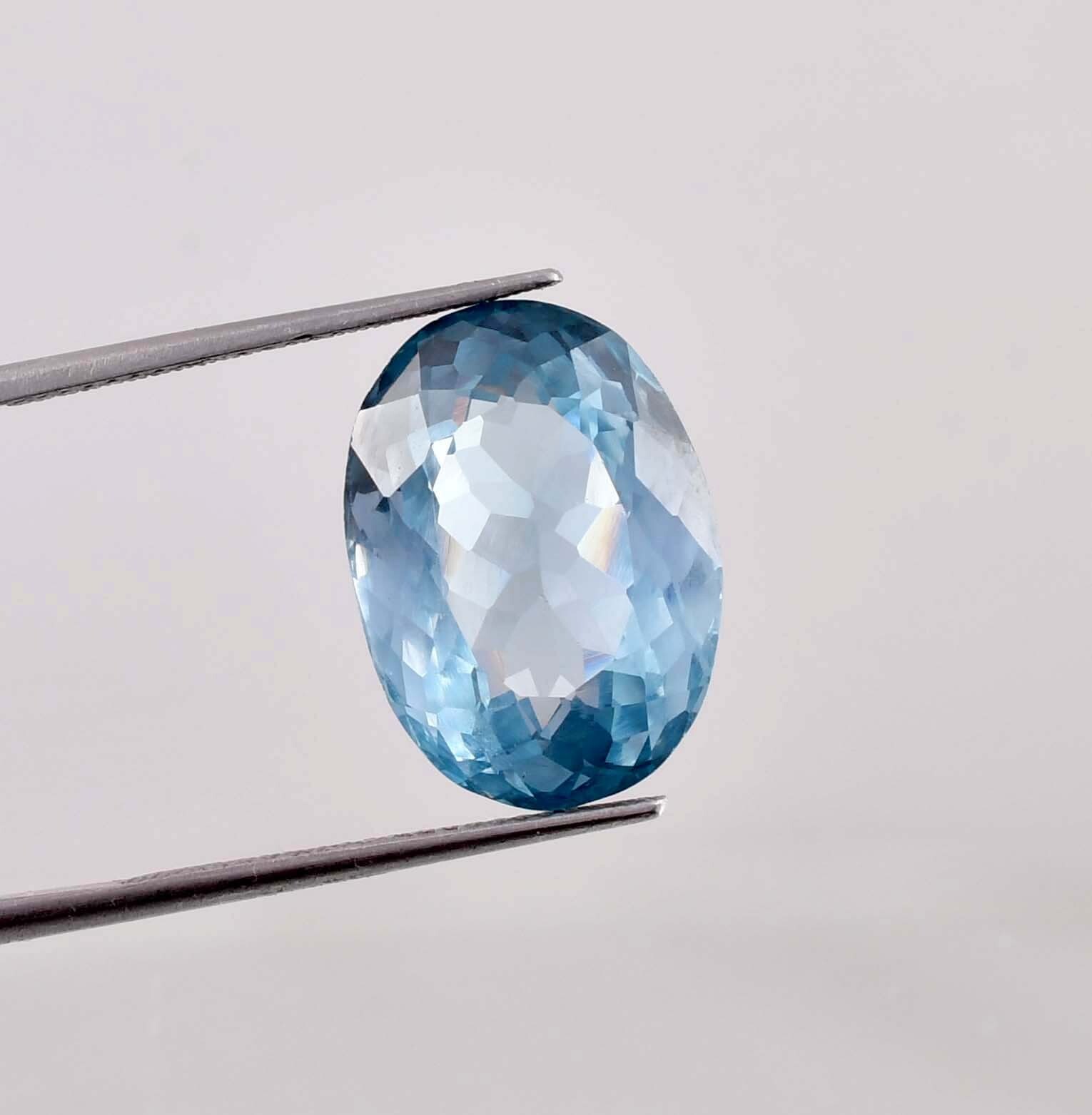 16 x 12 mm 100% Natural Sky Blue Aquamarine 15.35 Ct Loose Gemstone GITcertified