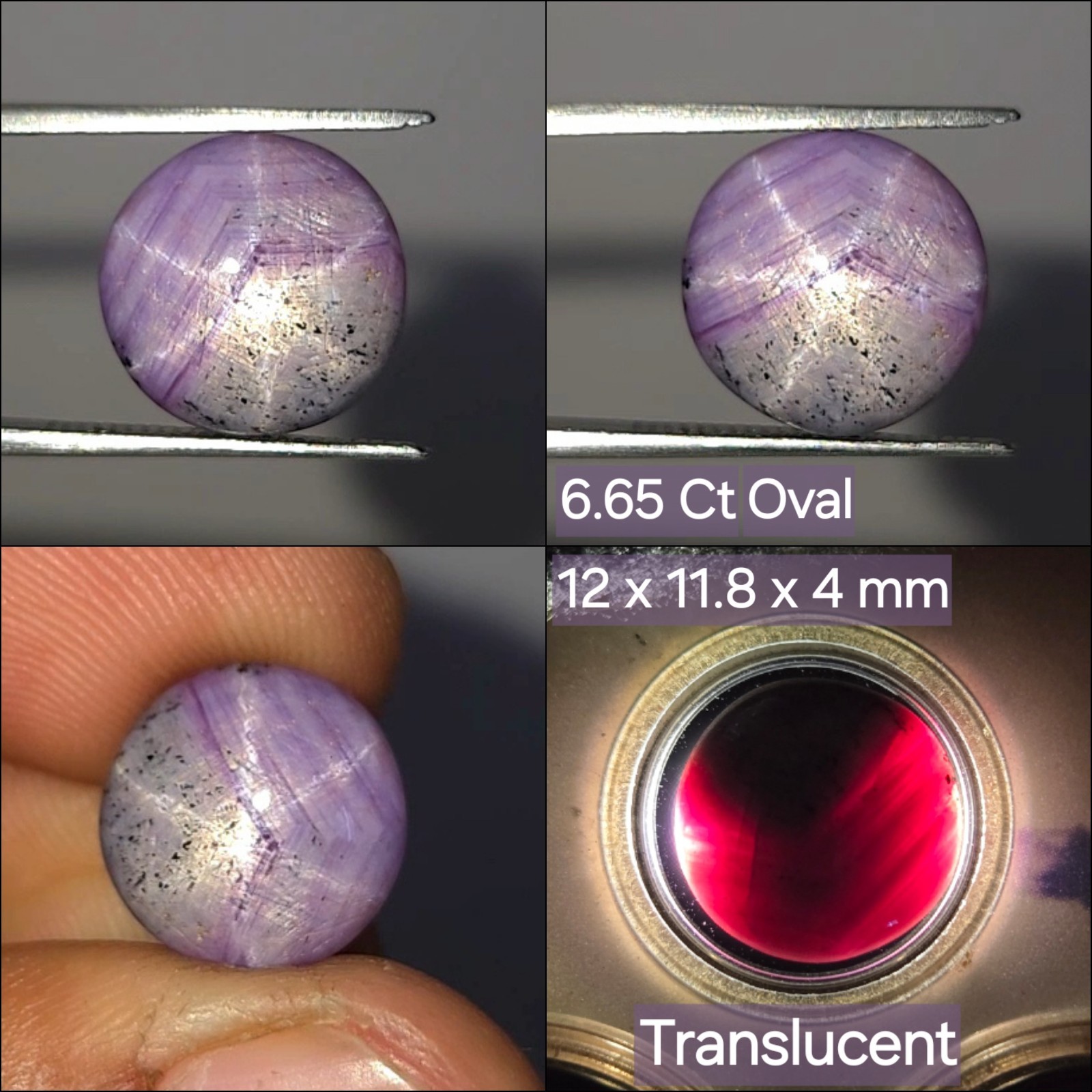 Natural Star Ruby Cabochon Translucent 6.65 ct Pink Oval loose gemstone