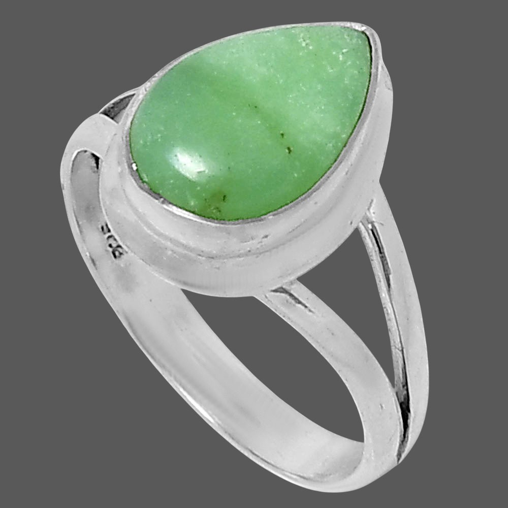 Premium Chrysoprase – Australia 925 Sterling Silver Ring s.7 Jewelry R-1008
