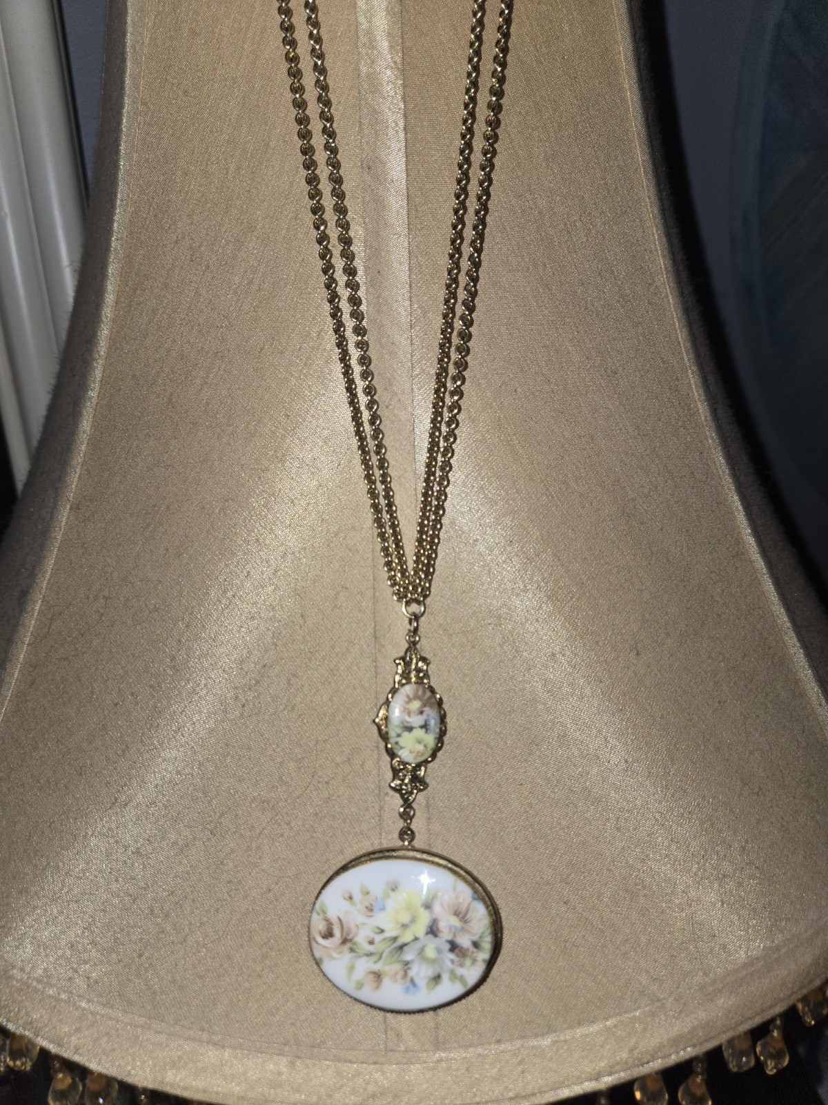 Vintage 1975 Avon French Flowers Solid Perfume Locket Necklace Gold Tone Pendant