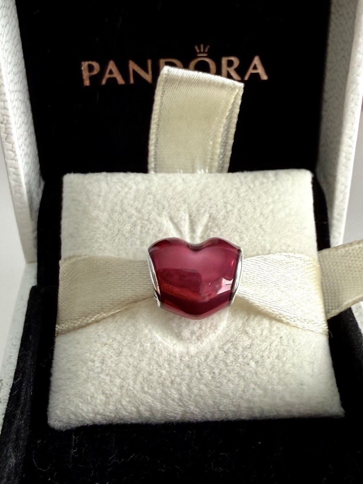 Pandora SSilver In My Heart, Fuschia Enamel Charm Valentine#791814EN62 Authentic