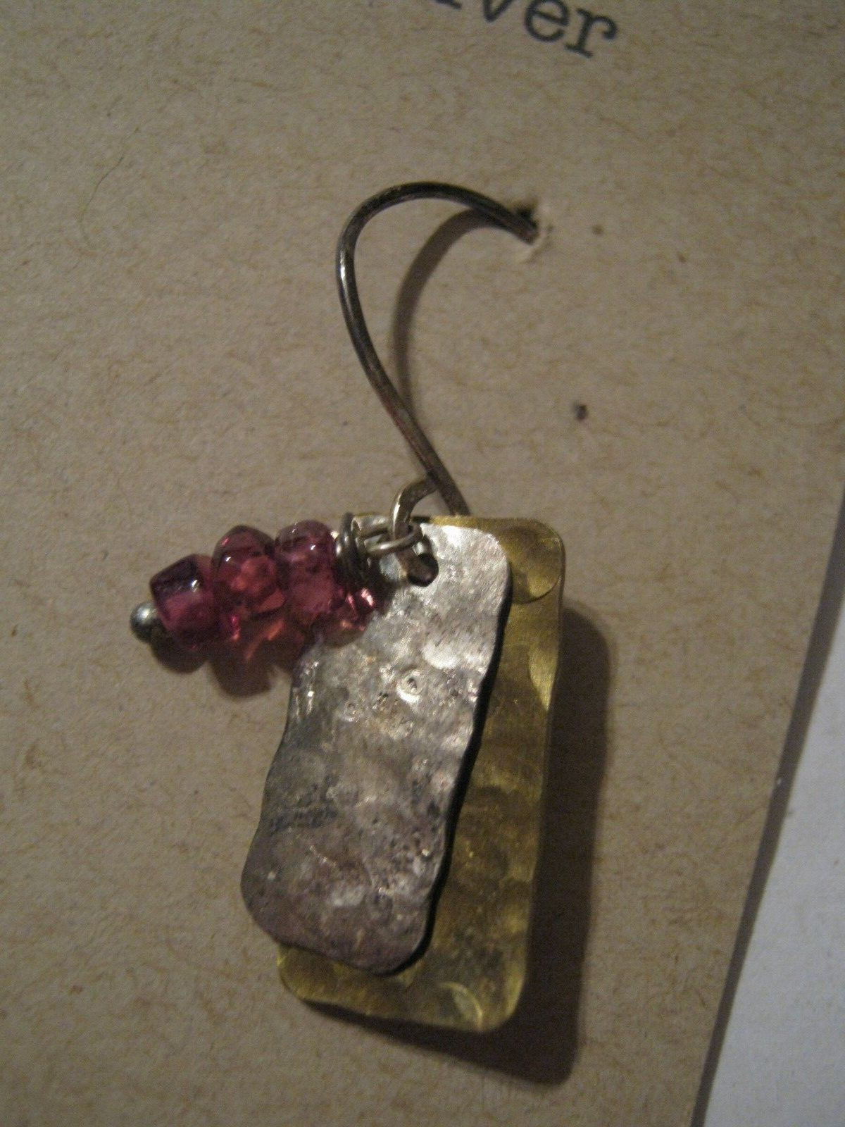 Robin Braun DREAMING BEE Handcrafted Sterling Silver Hook Earrings w/ Garnets