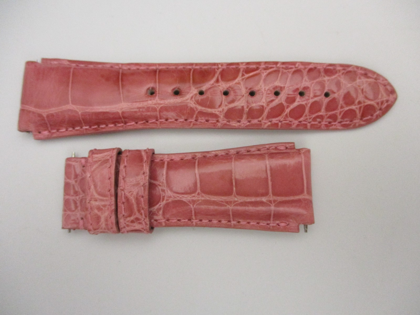 KRIEGER 1020S 20mm Lug-Ends Pink Alligator Leather Watch Straps 110+70mm & Pins