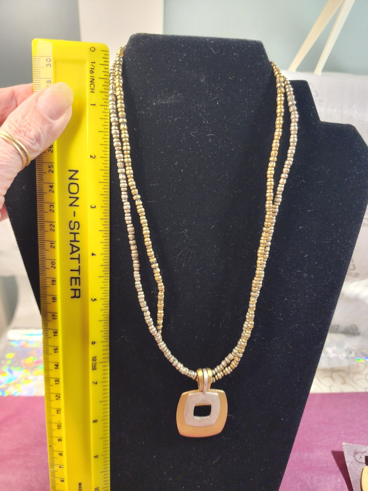 Premier Designs Geometric Silver Tone Gold Tone “Pacific” Necklace & Earring Set