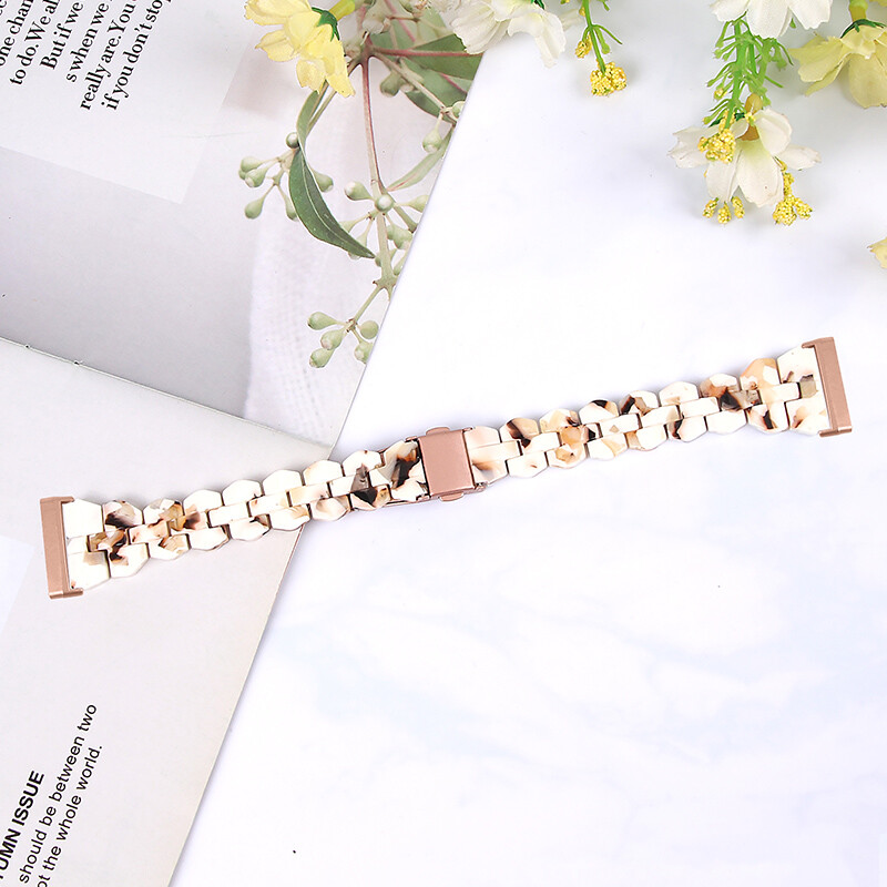 For Fitbit Versa 3/4 Sense/Sense2 Rhombic Resin Stainless Steel Watch Band Strap