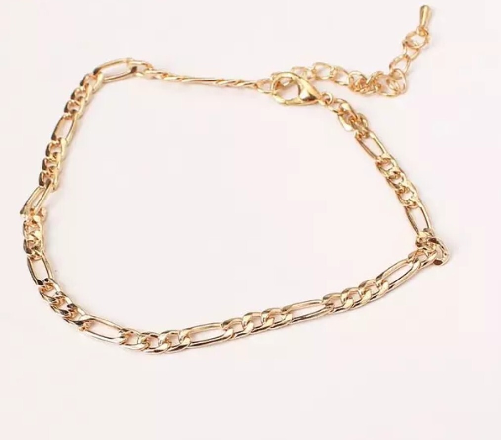 Elegant Fashion Jewelry Silver Gold 9″ Figaro Chain Anklet Bracelet 32-12