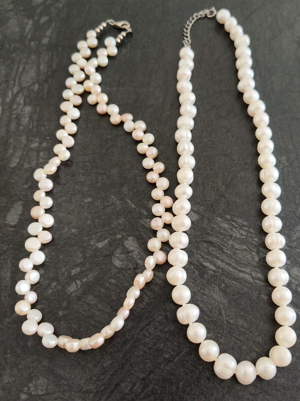Lot 10 Assorted Genuine Pearl Necklaces – White Gray Brown – 2 With 925 Clasps