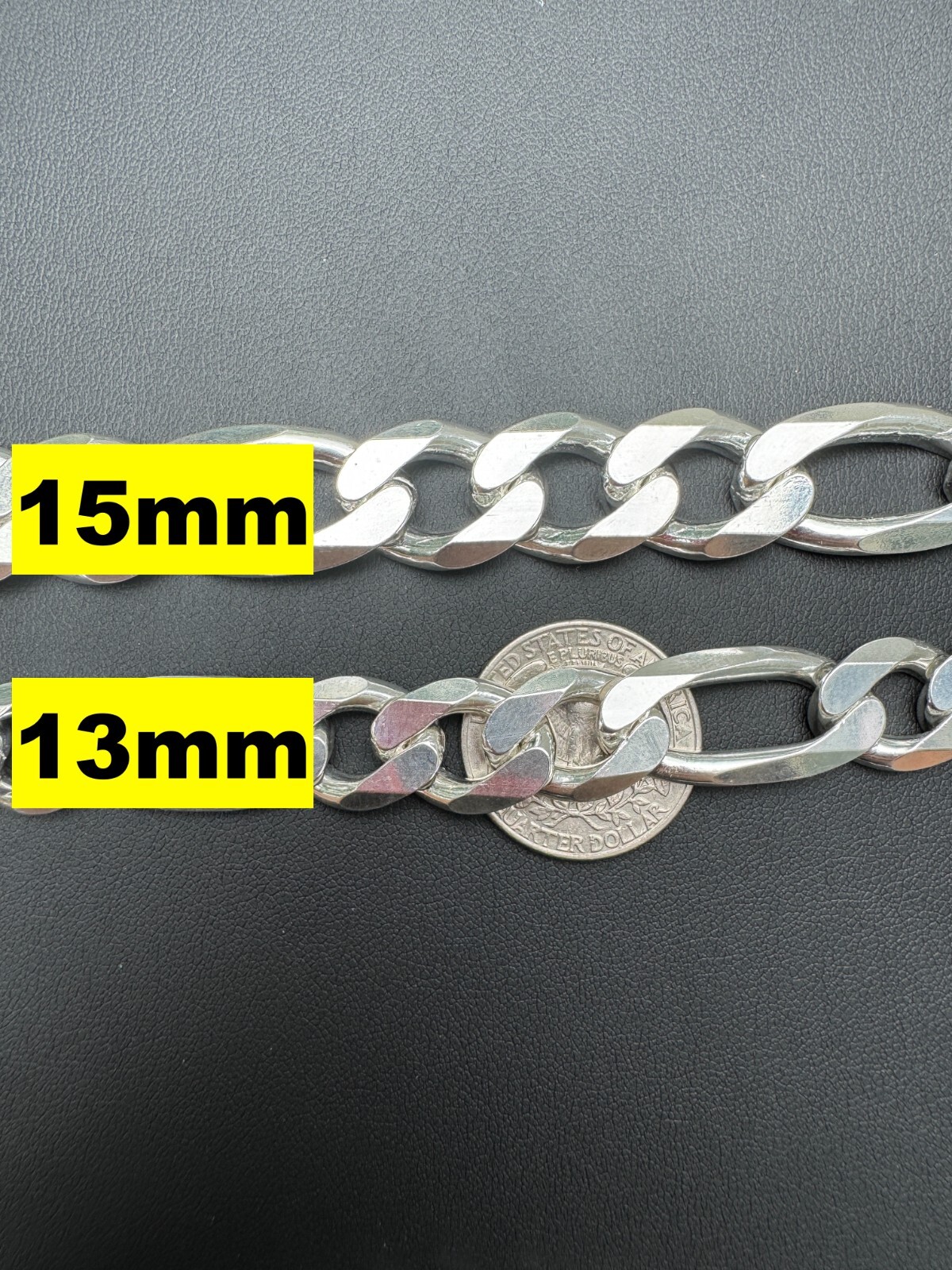 Cadena o Pulsera Figaro de Plata Esterlina 925 Sólida 2.5-15mm Hecha en Italia