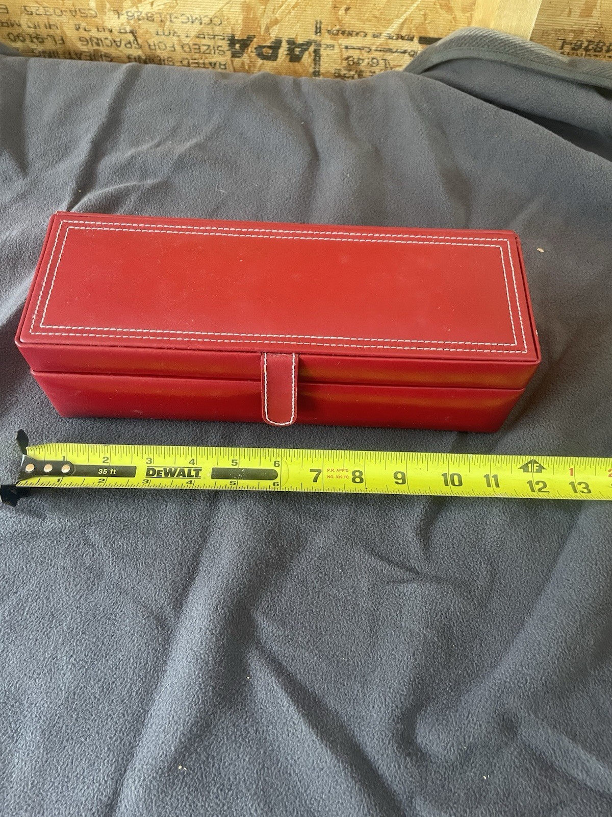 Red Faux Leather Jewelry Box 11″ 3 Piece Fabric Lined Travel Multi Compartment