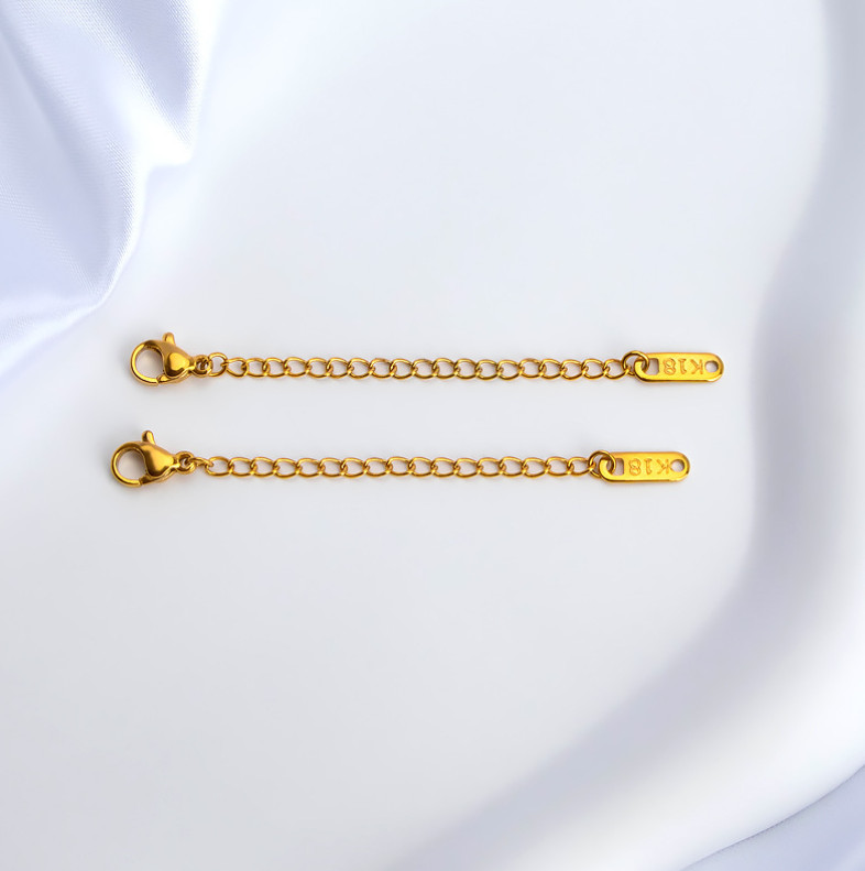 2Pcs Stainless Steel Necklace Bracelet Lobster Extenders Chain Jewelry Findings