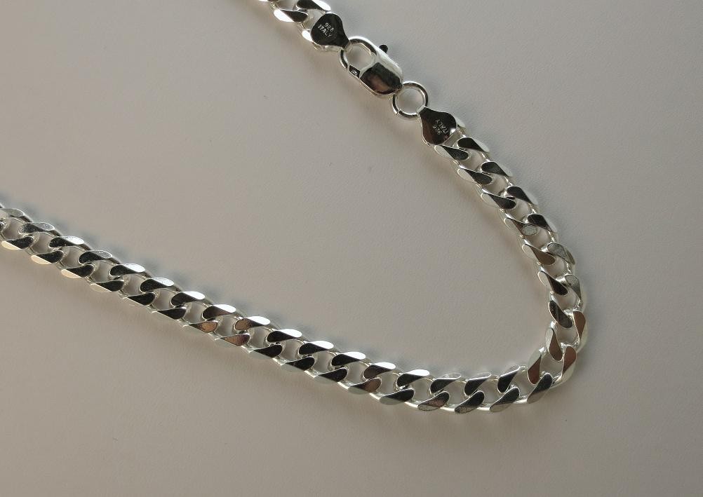 7.5mm Sterling Silver Curb Chain Pure 925 Italian. 8,9,16,18,20,22,24,28,30 inch