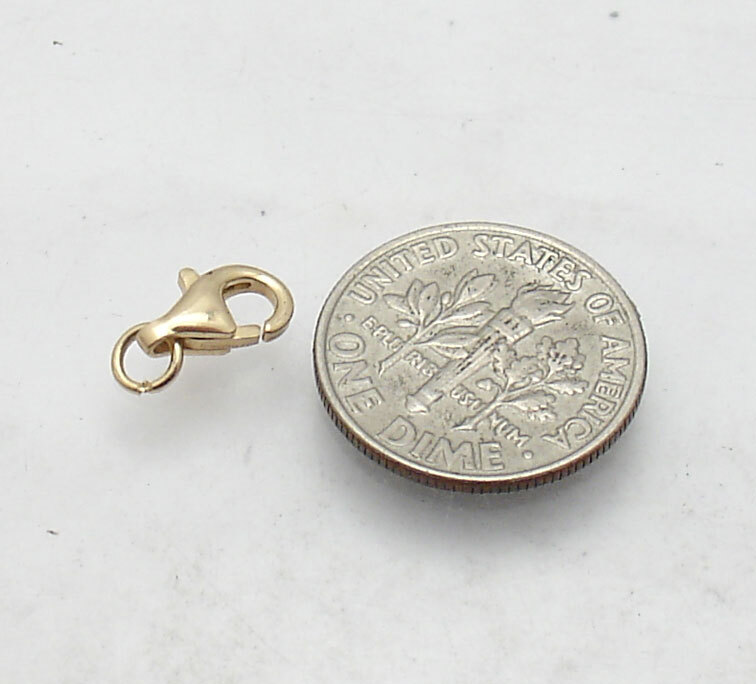 5mm X 9.2mm Polished Lobster Claw Clasp w/ Jump Ring Real 18K Yellow Gold