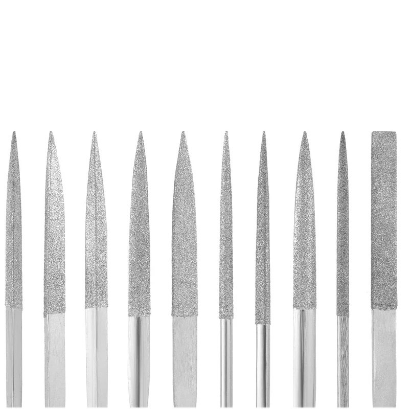 10pc Diamond Needle File Set Titanium Plated Jewelry Glass Stone Metal Tool 140m