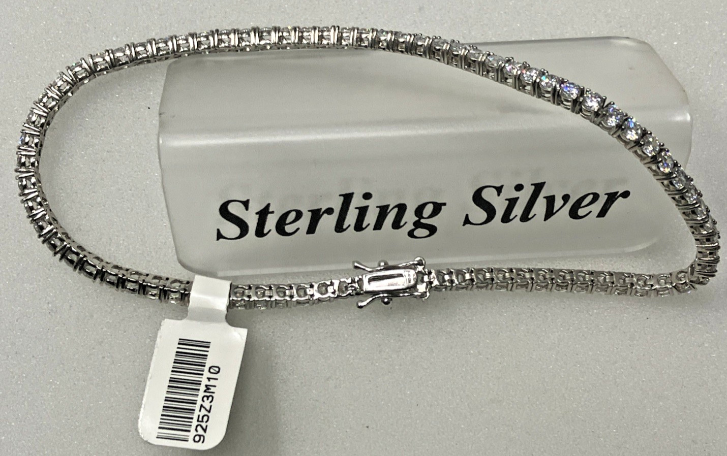 925 Sterling Silver CZ Tennis Ankle Bracelet 12.88grams 3mm 9 To 10inches NWT