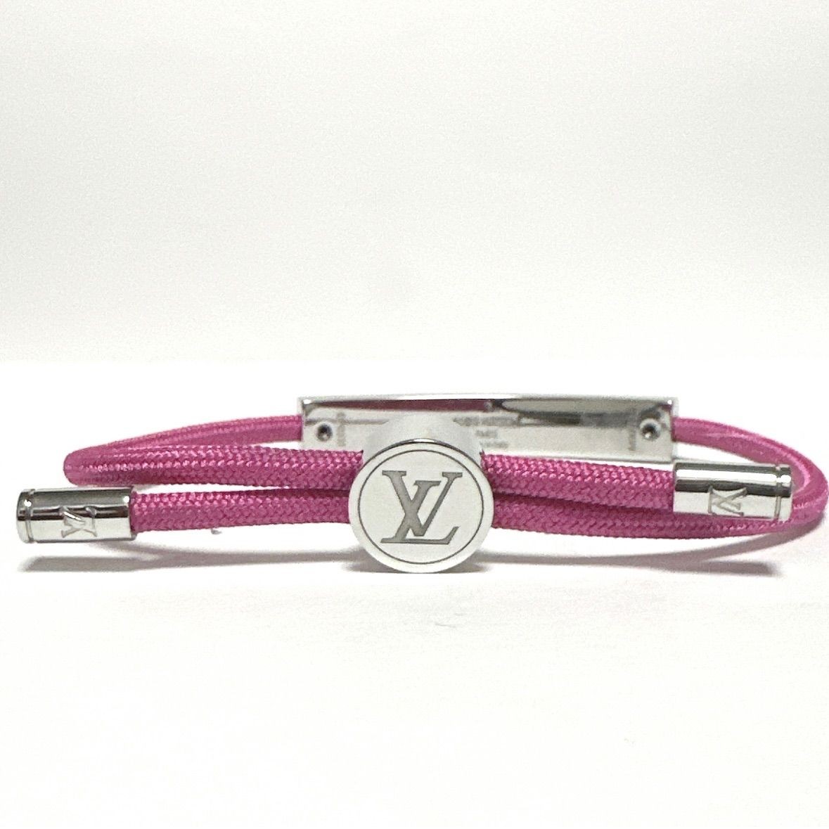 Louis Vuitton Authentic Bracelet LV Space Pink Metal Canvas M00282 DP0221 25.5cm