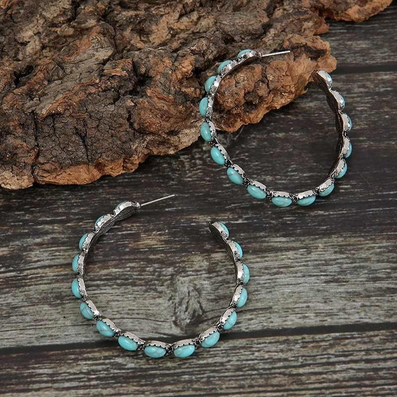 Turquoise Drop Dangle Earrings Beaded Flower Teardrop Jewelry