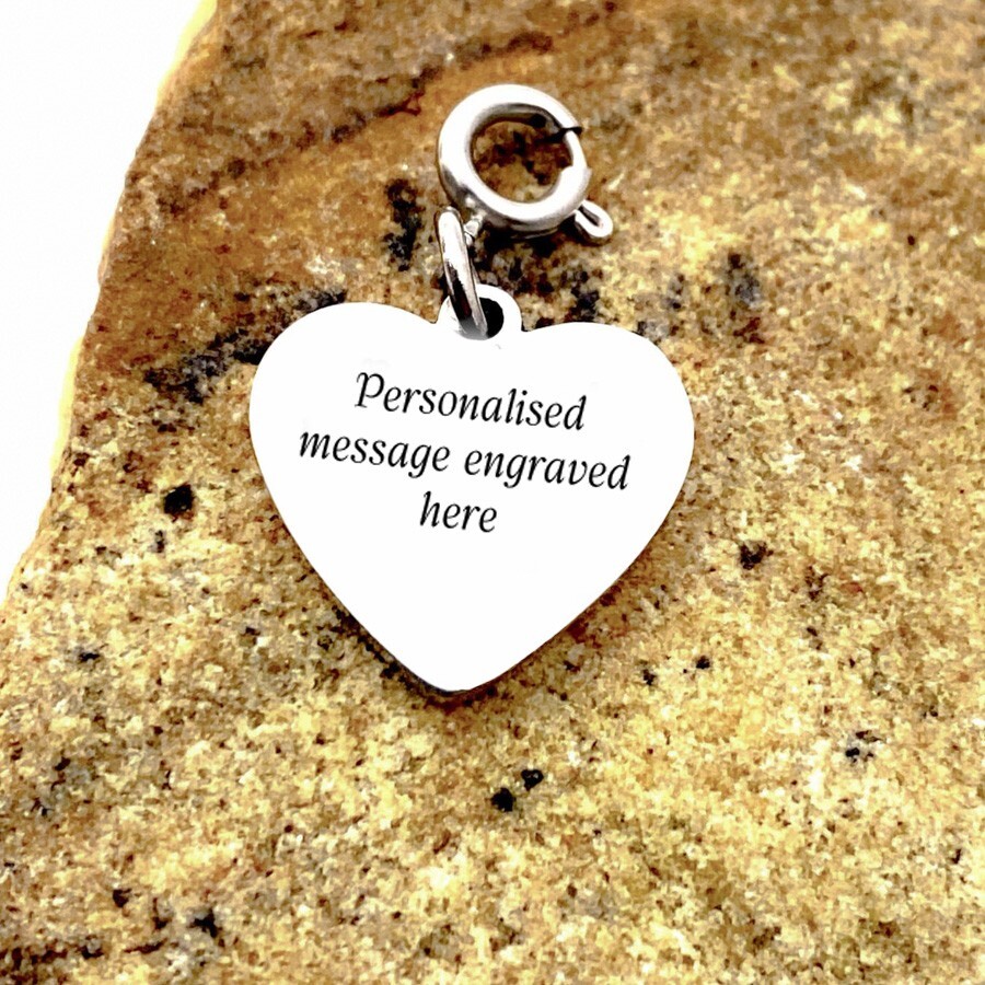 Engravable Personalised Heart Charm 2 Sides Engraving any Message/Wording/Date