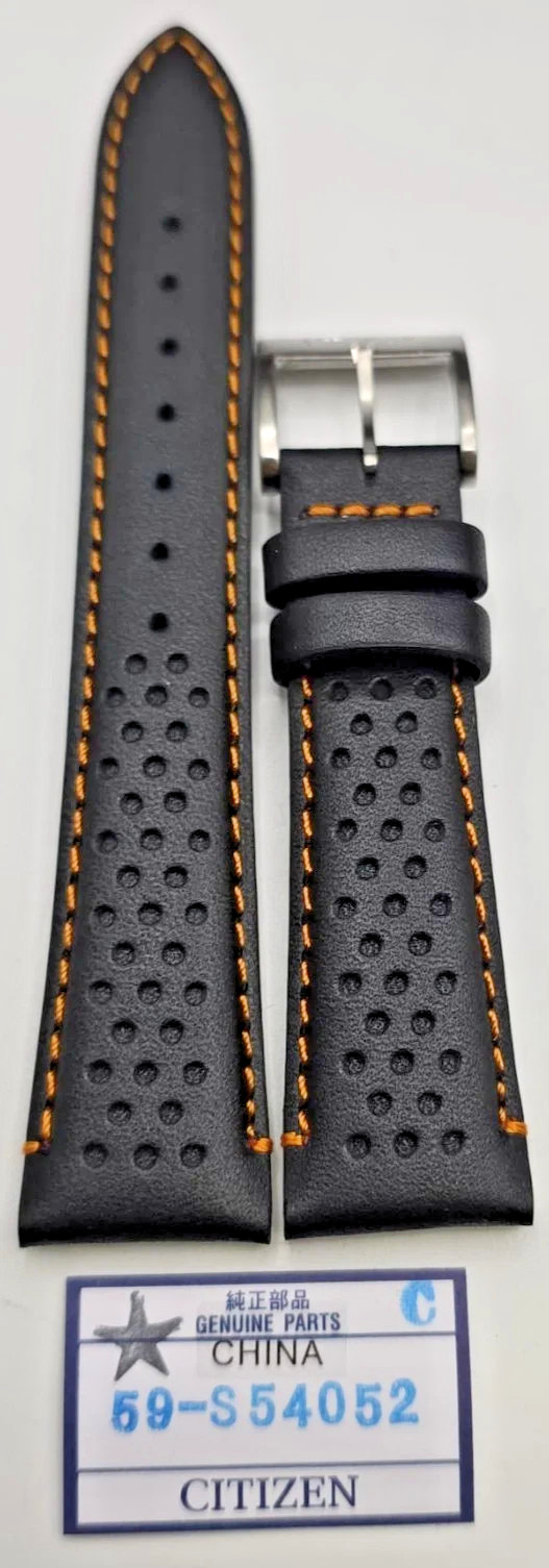 Citizen 59-S54052 Genuine Strap mm20/16 Black Hole Racing Seams Orange