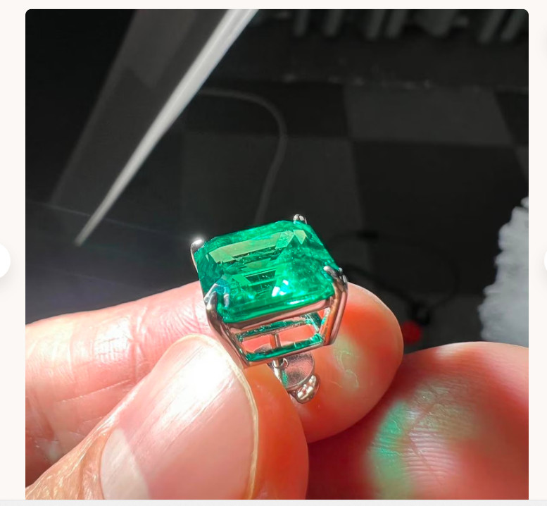 Natural Emerald 3Ct Emerald Cut Solitaire Stud Earring 14k White Gold Plated