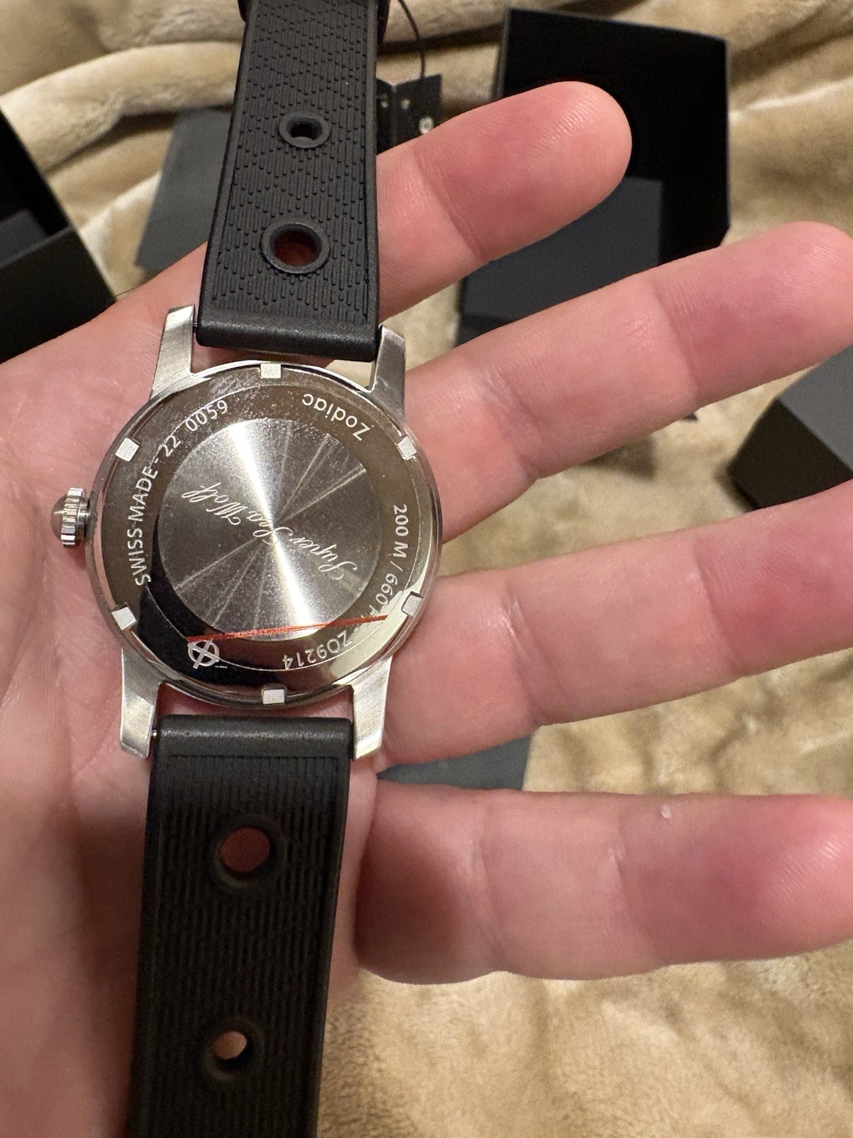 NEW Zodiac Super Sea Wolf Skin Diver Black Silver Automatic Watch ZO9214 NWT Box