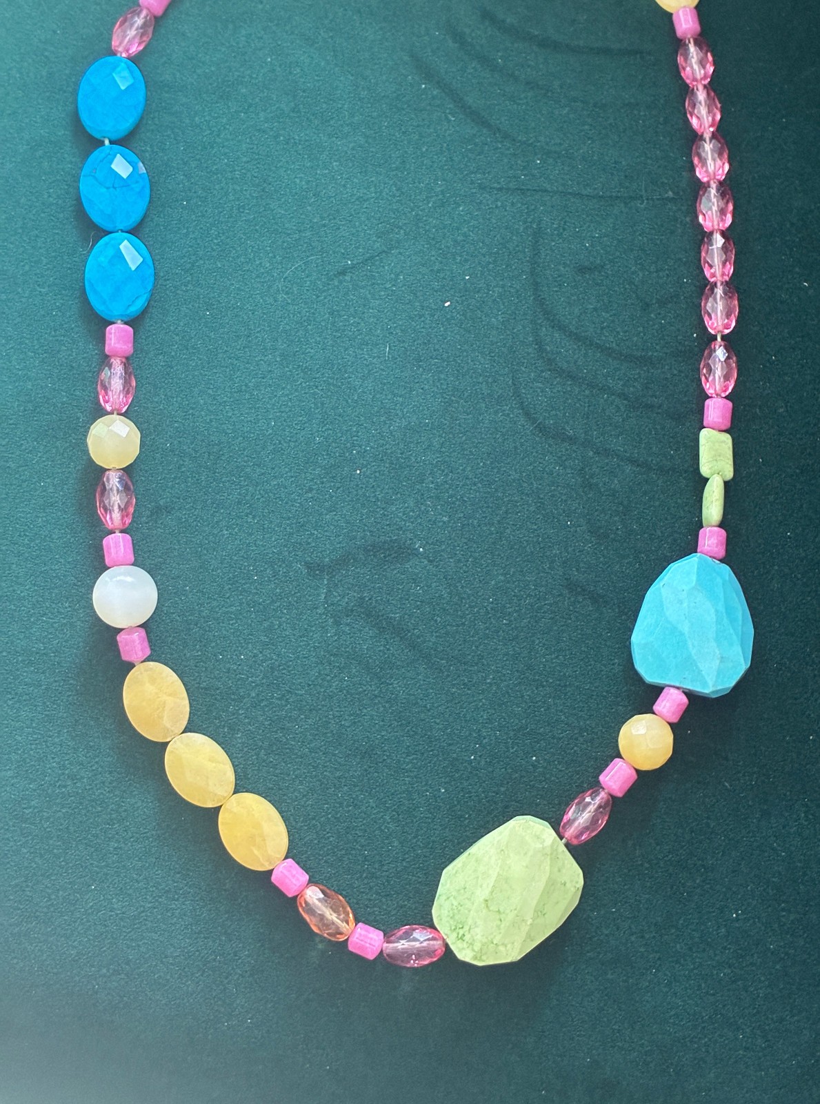 ONE OF A KIND, JUST SPECTACULAR COLOR, Semi Precious Stone Necklace 30″ HEALING