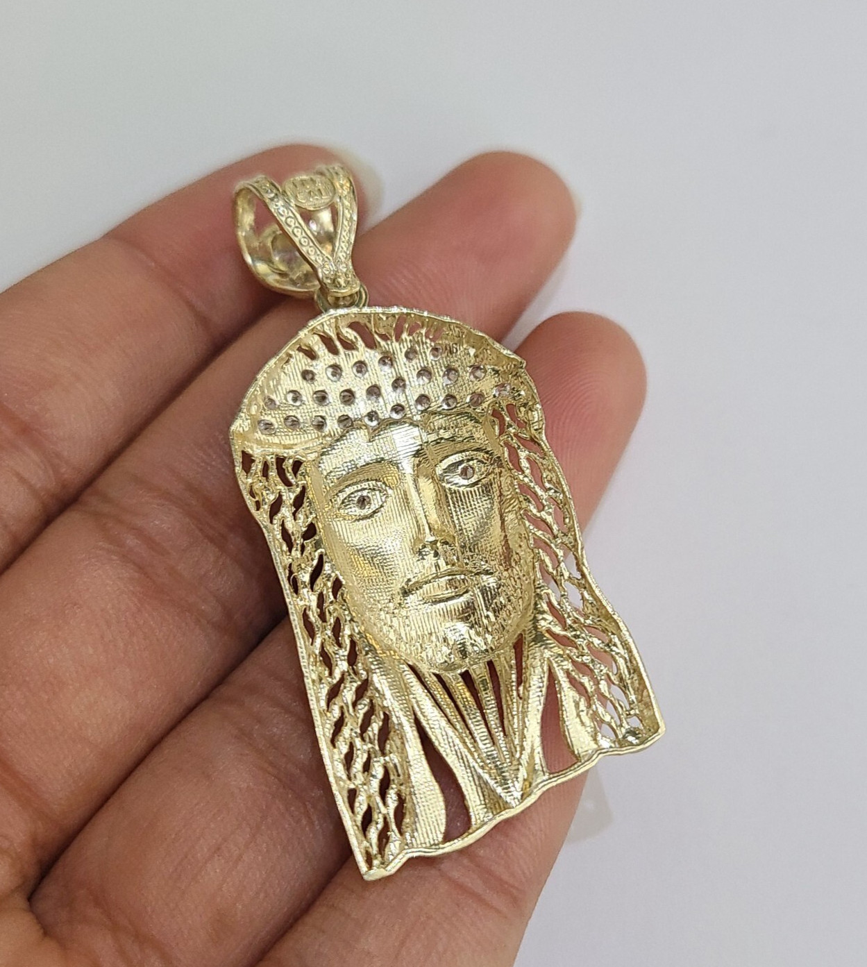 10k Jesus Head Charm Rope Chain Set 4mm 18″-28″ Inches Necklace Yellow Gold