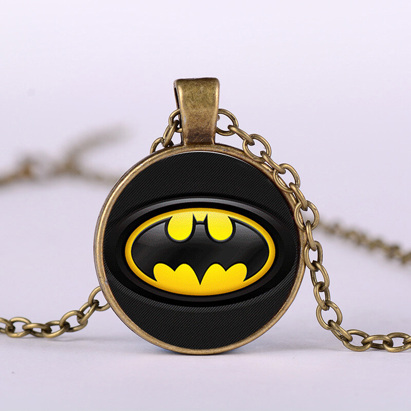 Superhero Batman Superman Cabochon Iron Man Alloy + Glass Chain Pendant Necklace