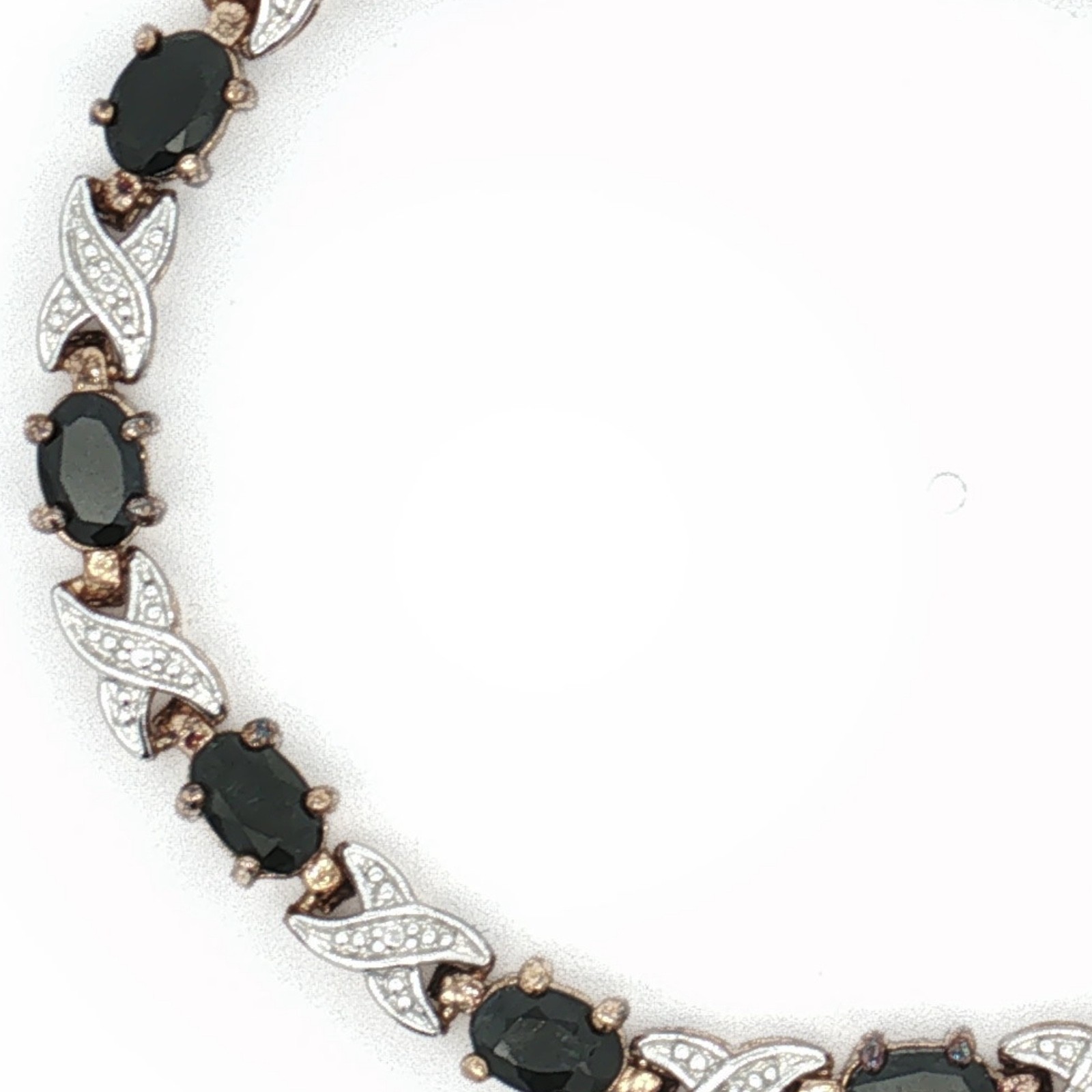 Oval Lab Created Black Onyx Women’s Tennis Bracelet 10K Yellow Gold Plated