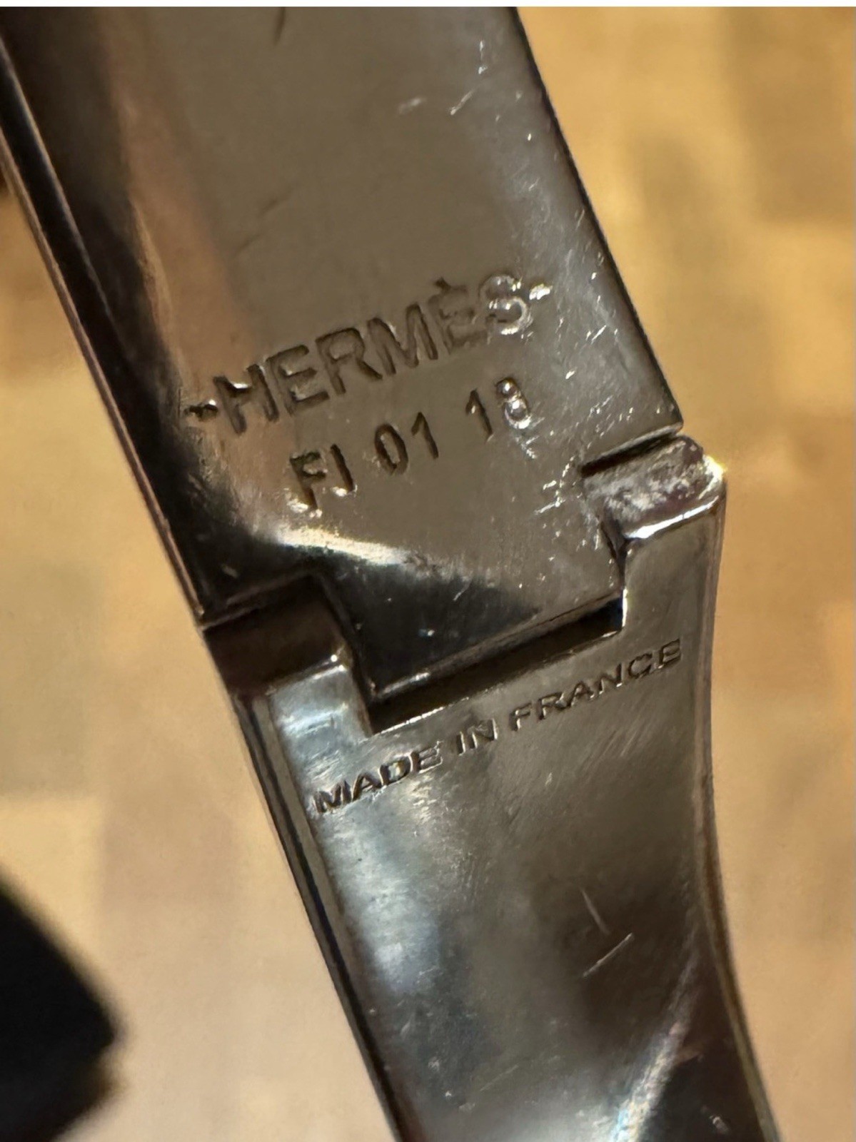 Hermès Clic H Bracelet Blue Enamel Palladium Plated GM Size
