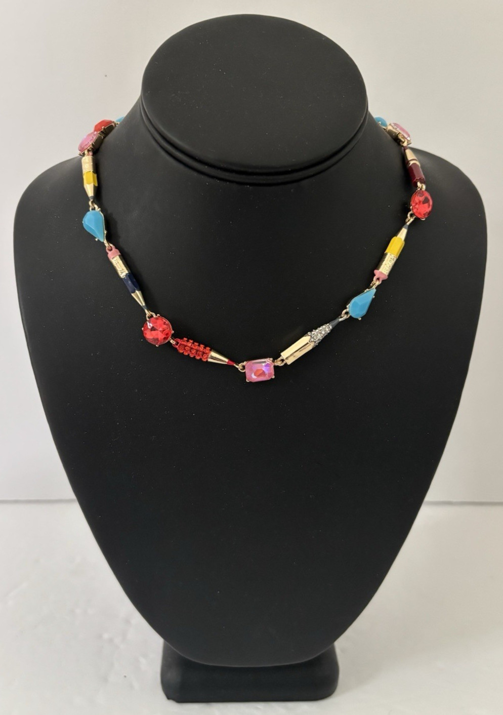 Betsey Johnson Back to School Teacher Pencil Necklace Rhinestones Gold Tone NEW