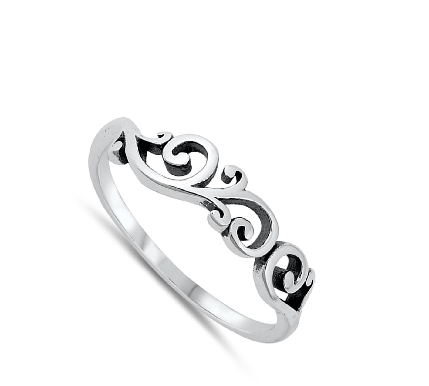 Swirl Vintage Oxidized Classic Ring New .925 Sterling Silver Band Sizes 4-10