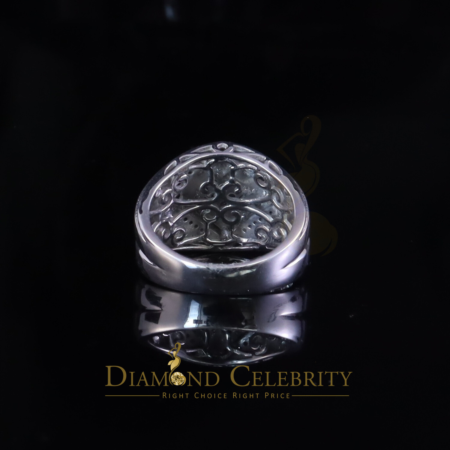 0.09ct In 925 Sterling Silver White Round Cut Men’s Solitaire Diamond Ring SZ 10