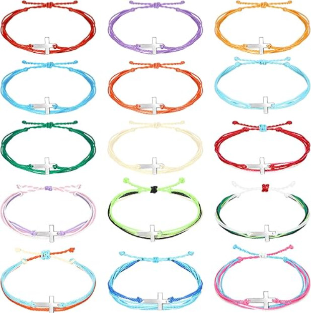 Inbagi 30 Pcs Friendship String Rope Cross Bracelet for Women Men, Adjustable…