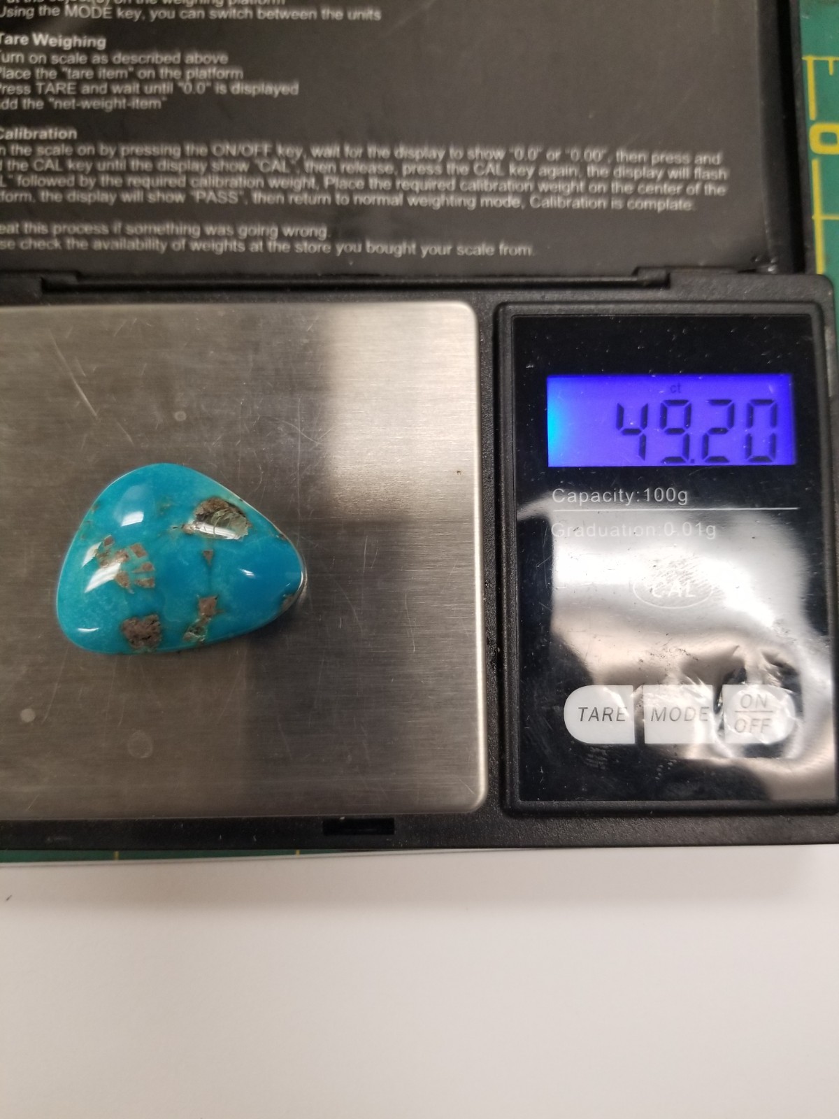 White And Blue Web Turquoise 49 ct. Cabochon Estate Find Old Stock