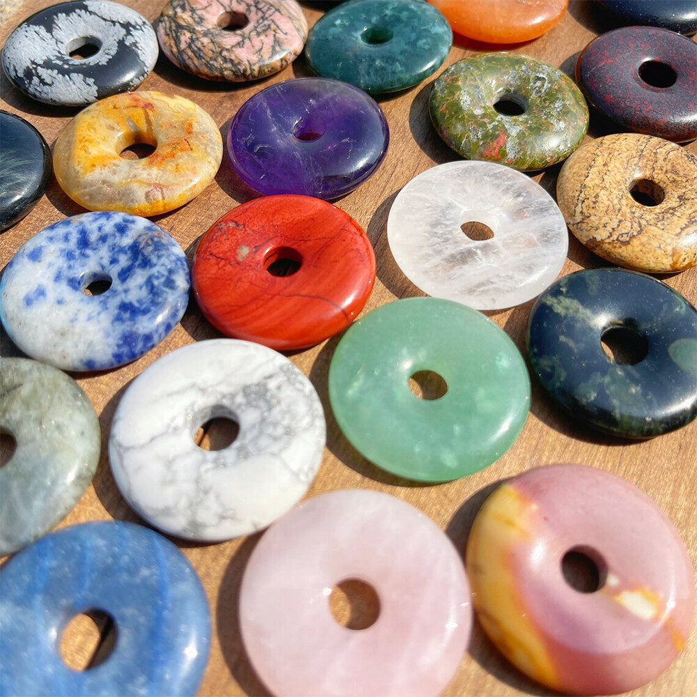 30mm Healing Crystal Peace Donut Beads Lucky Circle Donut Pendant Jewelry Making
