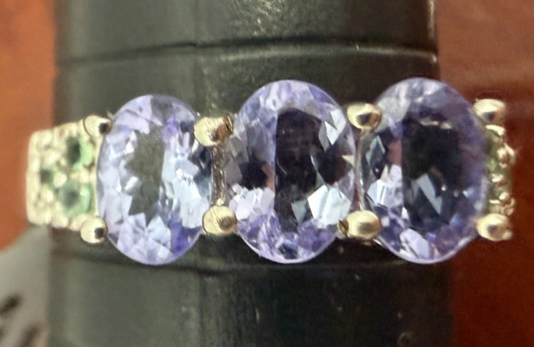 .925 Sterling Silver Amethyst Ring Size 8.75 Made In Jaipur India